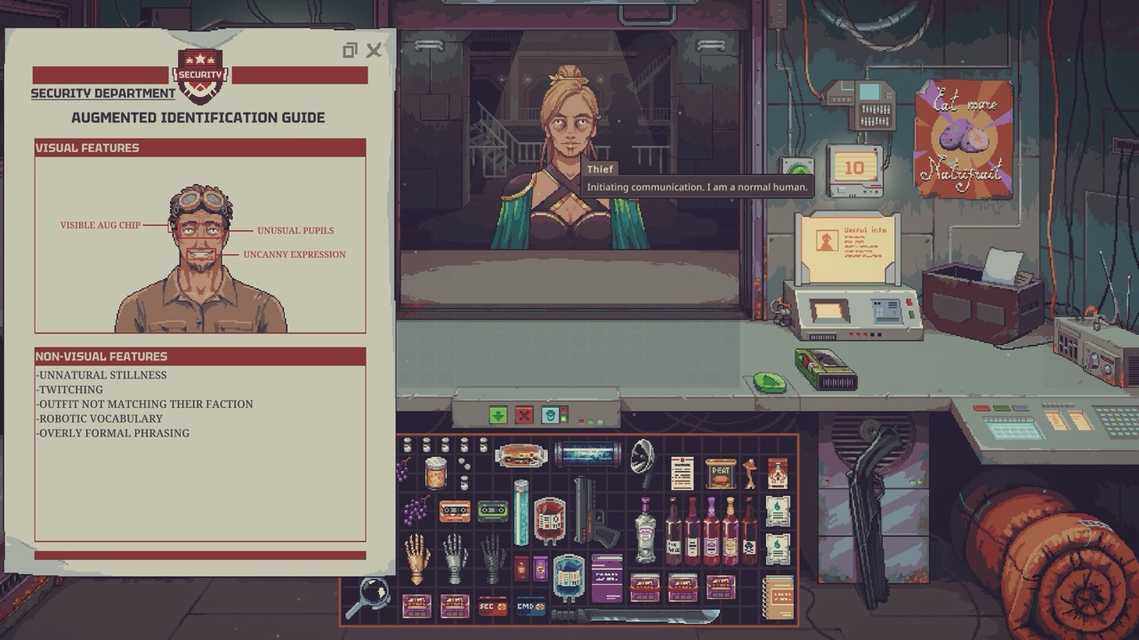 Official screenshot: the Security Department's Augmented Identification Guide open beside a customer